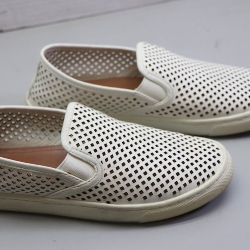 Tory Burch Jesse White Leather Perforated Casual  Slip on Shoes Sneakers 8 - Picture 4 of 9